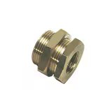 0117 00 34 by Parker | Legris Bulkhead Equal Coupling | 1" Female BSPP Thread | 46 mm Hex (F) | 50 mm Hex (F1) | 42 mm Length | Straight | Brass