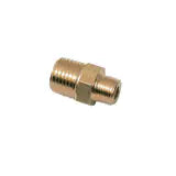 0121 22 21 by Parker | Legris Equal Adapter | 1/2" Male NPT Thread x 1/2" Male BSPT Thread | 22 mm Hex | 36 mm Length | Straight | Brass | Pack of 10