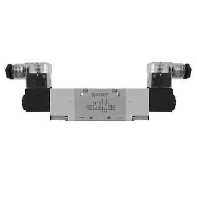 01VA150003N0302 by AIGNEP | 01V Control Valves Series | 5/2 Double Solenoid Ext Pilot 1/4" NPTF | 24V DC/2 W coil | LED Con