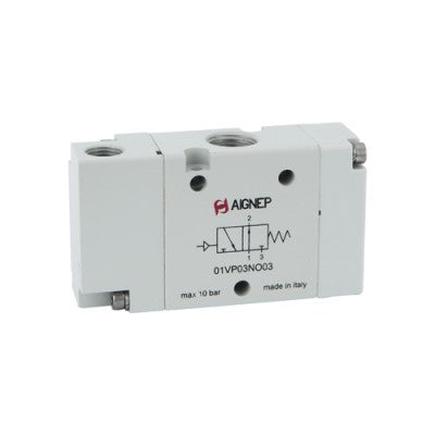 01VP03NC05N by AIGNEP | 01V Control Valves Series | Pneumatic Valve | 3/2 Normally Closed Single Air Pilot/Spring Return 1/2" NPTF Ports