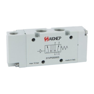 01VP050003N by AIGNEP | 01V Control Valves Series | Pneumatic Valve | 5/2 Single Air Pilot/Spring Return 1/4" NPTF Ports