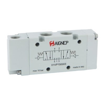 01VP07OC05N by AIGNEP | 01V Control Valves Series | 5 port/4 way/3 position | Double Air Pilot | Open Center | Spring Center | Female 1/2" NPT