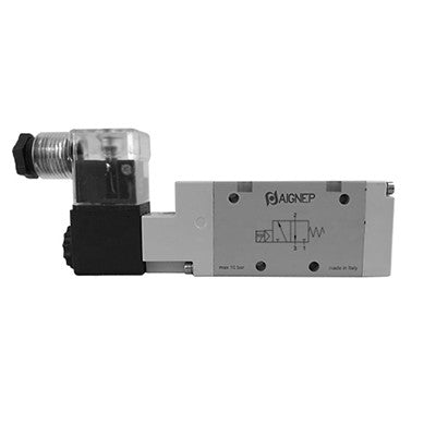 01VS03NO03N0502 by AIGNEP | 01V Control Valves Series | 3/2 Normally Open Single Solenoid Pilot/Spring Return 1/4" NPTF | 110V AC/5VA coil | LED Con