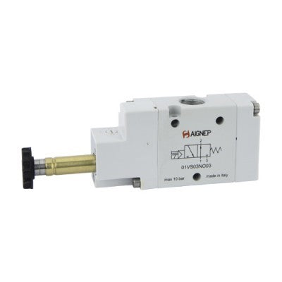 01VS03NC02N by AIGNEP | 01V Control Valves Series | 3 way/2 position | Normally Closed | Single Solenoid Pilot | Spring Return | Female 1/8" NPTF