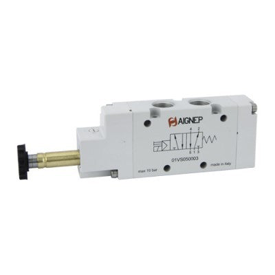 01VS050002N by AIGNEP | 01V Control Valves Series | 5 port/4 way/2 position | Single Solenoid Pilot | Spring Return | Female 1/8" NPT
