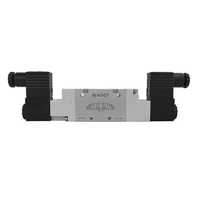 01VS07CC05N0401 by AIGNEP | 01V Control Valves Series | 5/3 Double Solenoid Pilot/Spring Centered Closed Center 1/2" NPTF | 24V AC/5VA coil | Black Con
