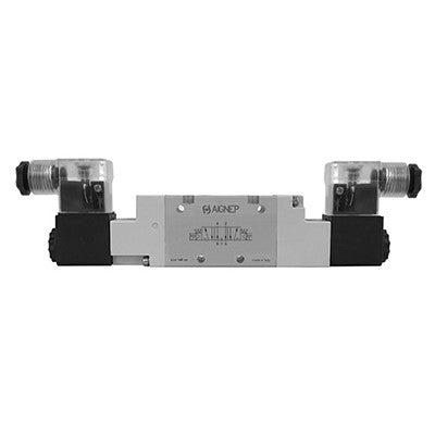 01VS07OC02N0602 by AIGNEP | 01V Control Valves Series | 5/3 Open Center Double Solenoid Pilot Spring Centered 1/8" NPTF | 220V AC/5VA coil | LED Con