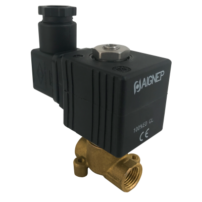 02F03102N0N40901 by AIGNEP | Fluidity Series | Fluidity 02F Direct | Acting Solenoid Valve | 2/2 Normally Closed | 1/4" NPTF | 2 mm | 110V AC | NBR Seal