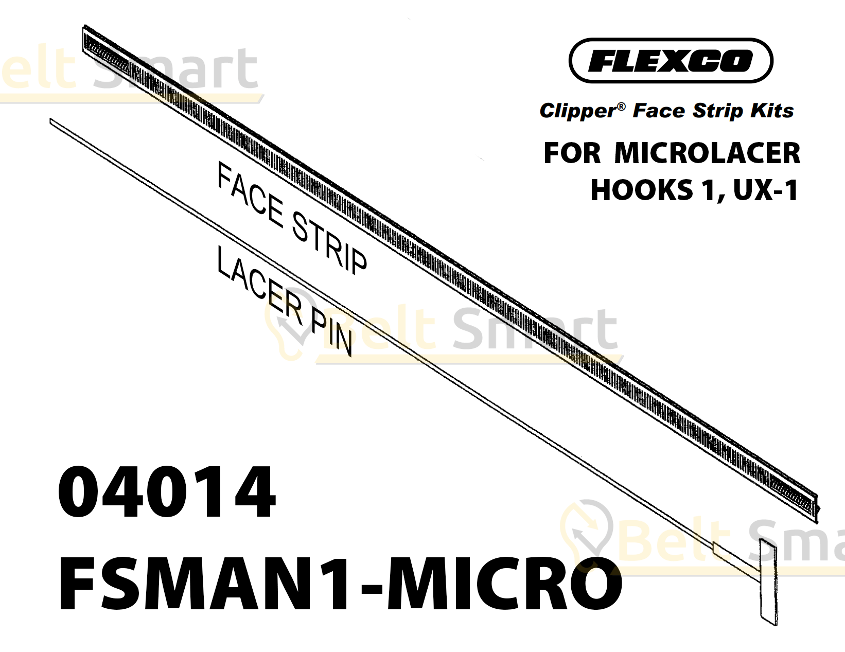 FSMAN1-MICRO by Flexco | #04014 | Clipper Microlacer Face Strip | Hook Size: 1, UX-1