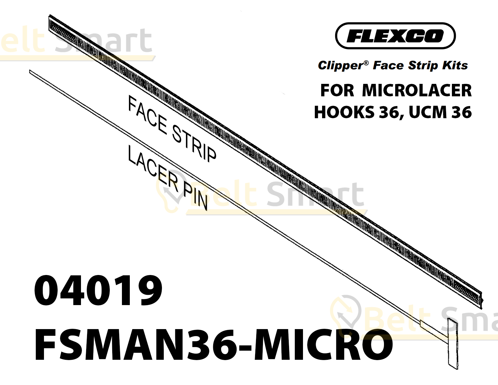 FSMAN36-MICRO by Flexco | #04019 | Clipper Microlacer Face Strip | Hook Size: 36, UCM36