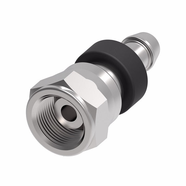07.390-6-6 Aeroquip by Danfoss | Female Metric BSPP Swivel Socketless Reusable Hose Fitting | -06 Female Metric BSPP Swivel x -06 Push-On Hose Barb | Steel