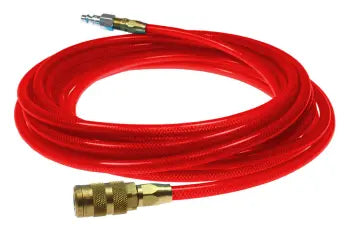 PFE4100TR16X by Coilhose | Flexeel® Reinforced Hose | 1/4" Hose ID | 3/8" Hose OD | 1/4" Six Ball Coupler & Connector with Quick Connect Fittings | Automotive | 100ft | Transparent Red | Straight | Polyurethane