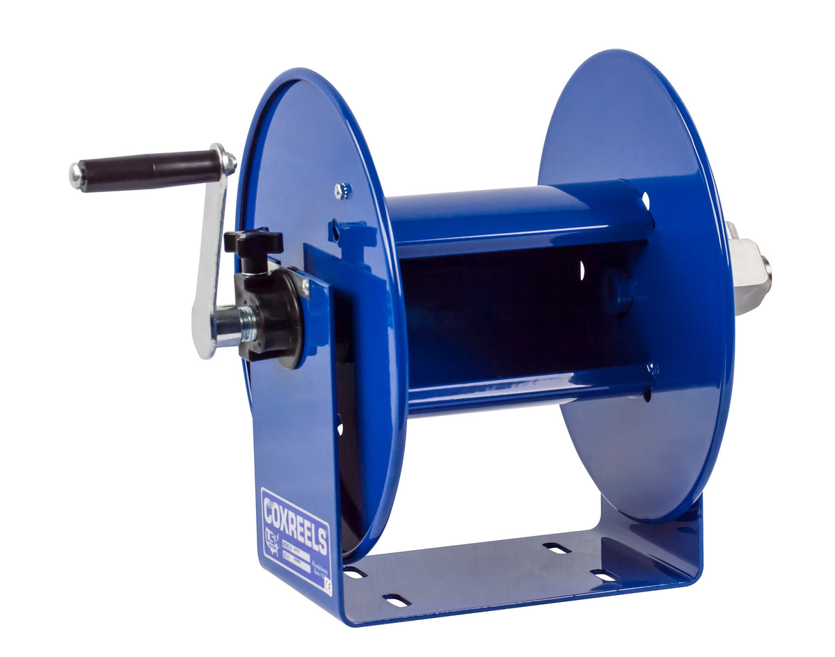 112P-3-8 by Coxreels | 100 Pure Flow Series | 4,000 PSI Hand Crank Hose Reel for Breathing Air & Clean Fluids | 3/8" Hose ID, 3/8" FNPT Inlet | Steel | 100ft Capacity, Hose Not Included