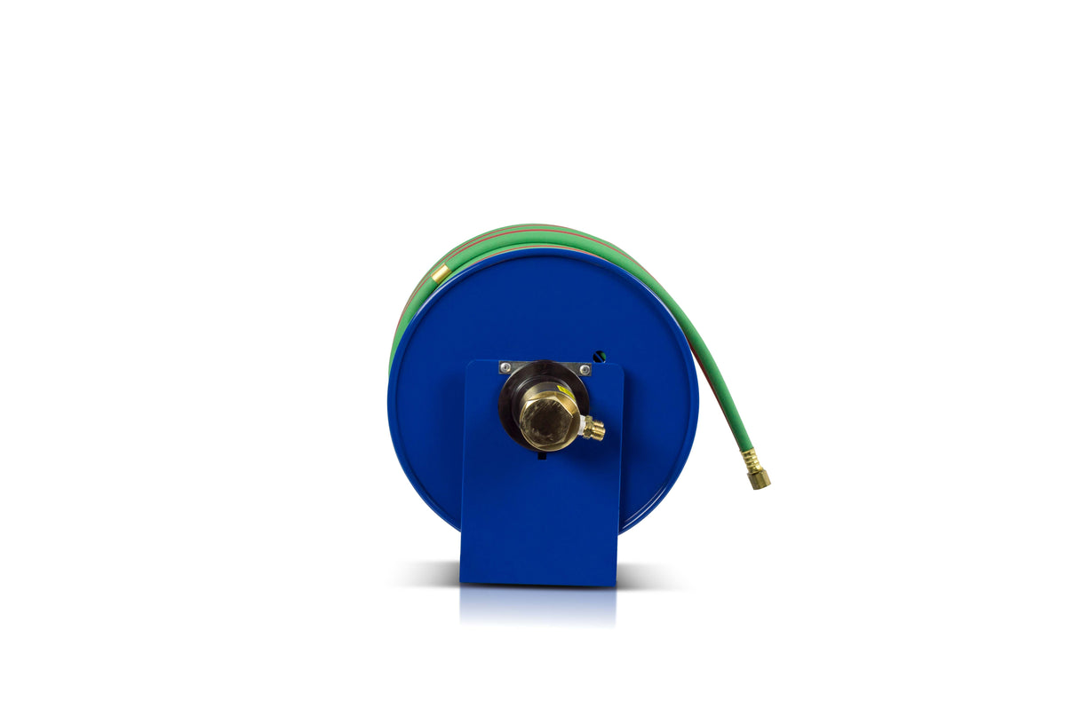 117W-1-200 by Coxreels | 100W Series | 200 PSI Hand Crank Hose Reel for Oxy-Acetylene Welding | 1/4" Hose ID, 1/4" FNPT Inlet x 1/4" MNPT Hose End | Steel | 200ft Twin EPDM Hose Included