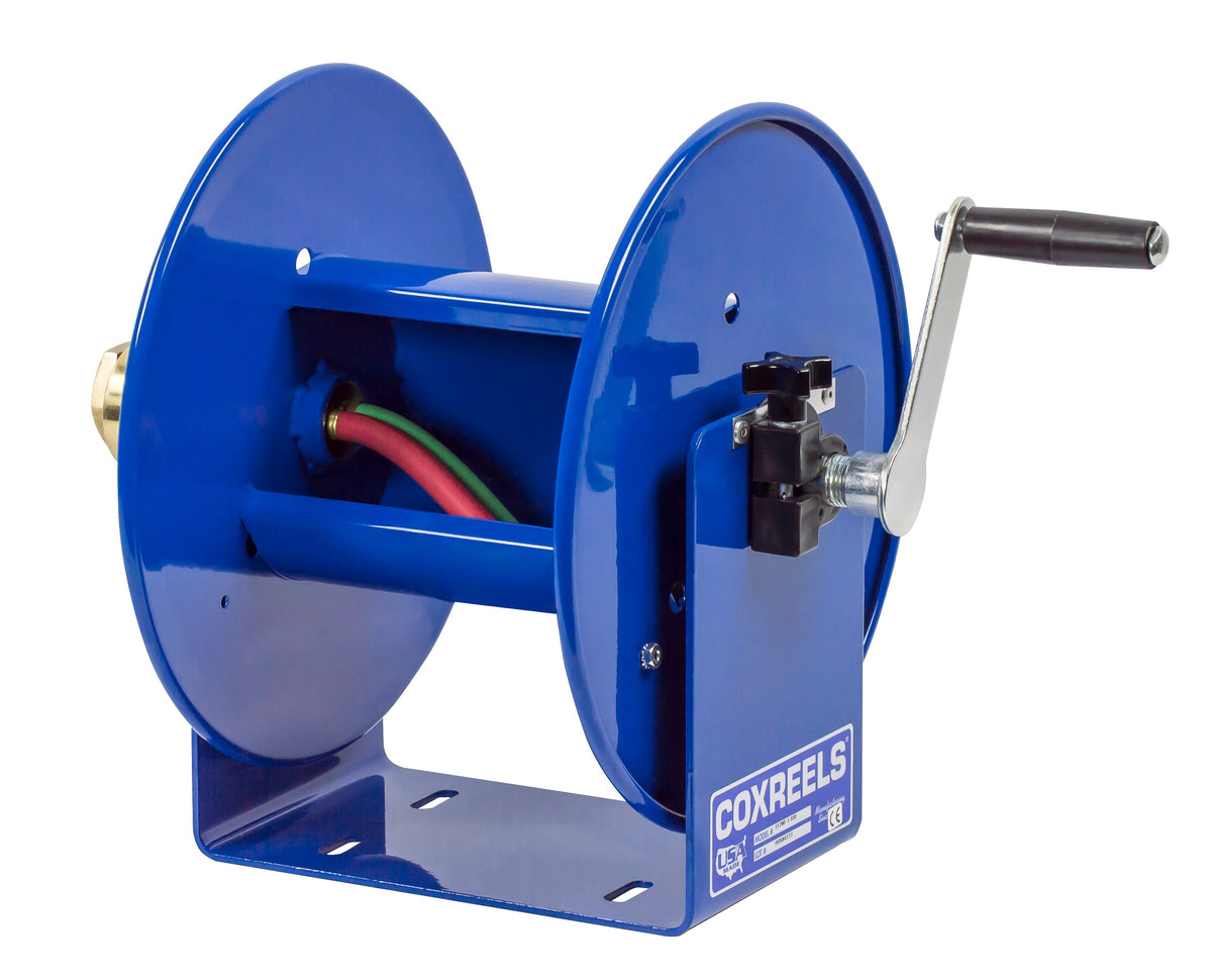 112WL-1-50 by Coxreels | 100W Series | 200 PSI Hand Crank Hose Reel for Oxy-Acetylene Welding | 1/4" Hose ID, 1/4" FNPT Inlet | Steel | 50ft Capacity, Hose Not Included