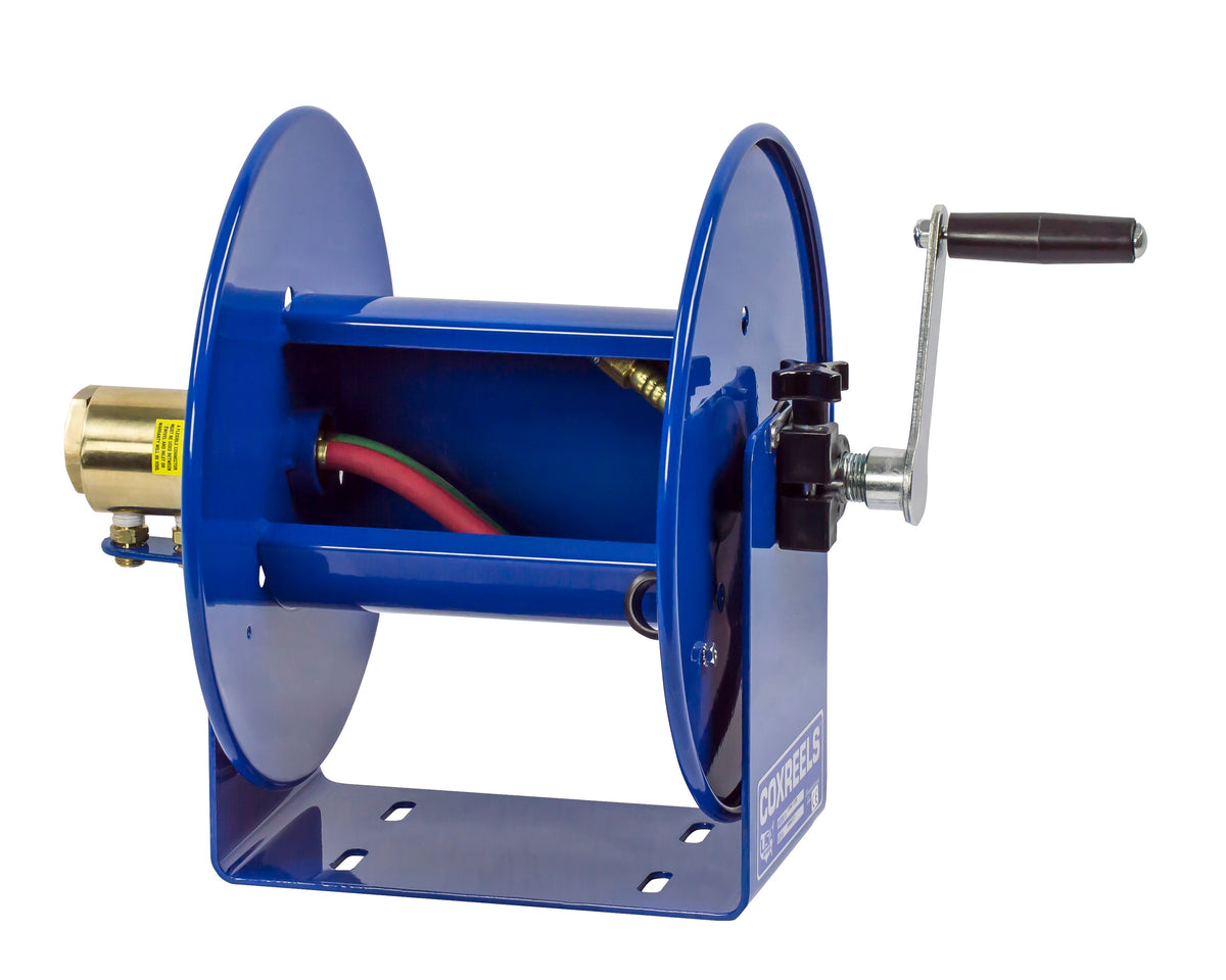 112WL-1-50 by Coxreels | 100W Series | 200 PSI Hand Crank Hose Reel for Oxy-Acetylene Welding | 1/4" Hose ID, 1/4" FNPT Inlet | Steel | 50ft Capacity, Hose Not Included