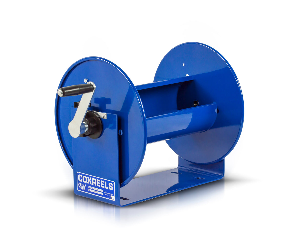 117-3-550 by Coxreels | 100 Series | 4,000 PSI Hand Crank Hose Reel | 3/8" Hose ID, 3/8" FNPT Inlet | Steel | 550ft Capacity, Hose Not Included