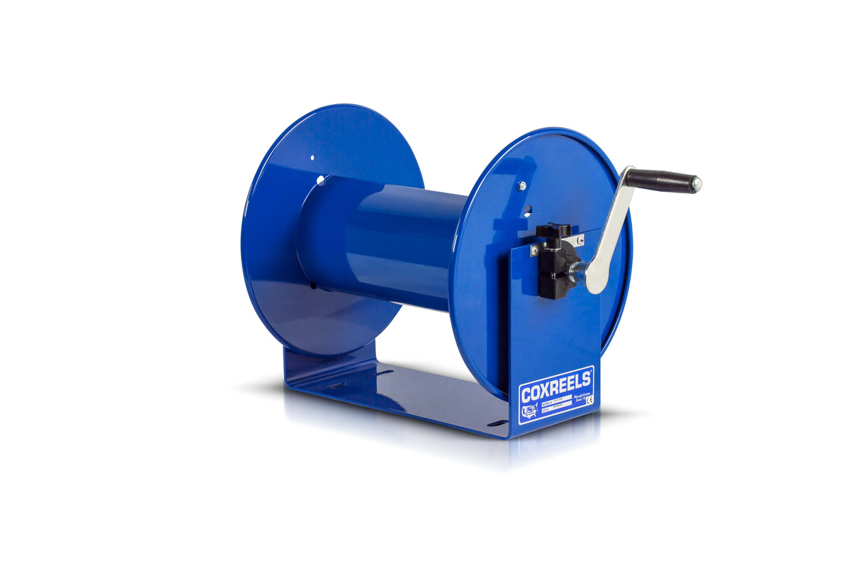 117-3-550 by Coxreels | 100 Series | 4,000 PSI Hand Crank Hose Reel | 3/8" Hose ID, 3/8" FNPT Inlet | Steel | 550ft Capacity, Hose Not Included