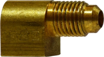 10314B by Midland | SAE 45° Flare Fitting | Barstock | 1/4" Male SAE 45° Flare x 1/4" Female NPTF | 90° Elbow | Brass