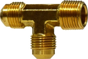 10352 by Midland | SAE 45° Flare Fitting | Forged Run | 3/8" Male SAE 45° Flare x 1/2" Male NPTF | Tee | Brass