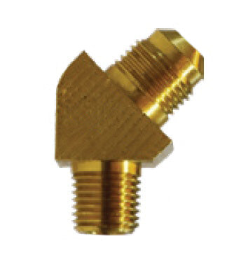 10452B (10-452B) by Midland | SAE 45° Flare Fitting | Barstock | 3/8" Male SAE 45° Flare x 1/4" Male NPTF | 45° Elbow | Brass