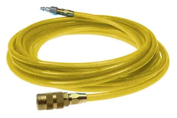 PFE4025TY15X by Coilhose | Flexeel® Reinforced Hose | 1/4" Hose ID | 3/8" Hose OD | 1/4" Six Ball Coupler & Connector with Quick Connect Fittings | Industrial | 25ft | Transparent Yellow | Straight | Polyurethane