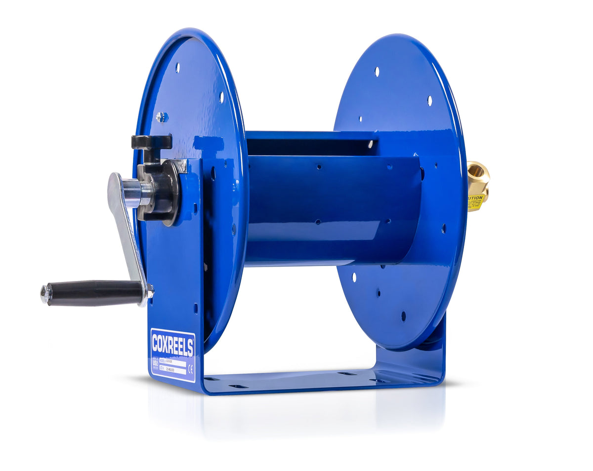 112-3-100 by Coxreels | 100 Series | 4,000 PSI Hand Crank Hose Reel | 3/8" Hose ID, 3/8" FNPT Inlet | Steel | 100ft Capacity, Hose Not Included