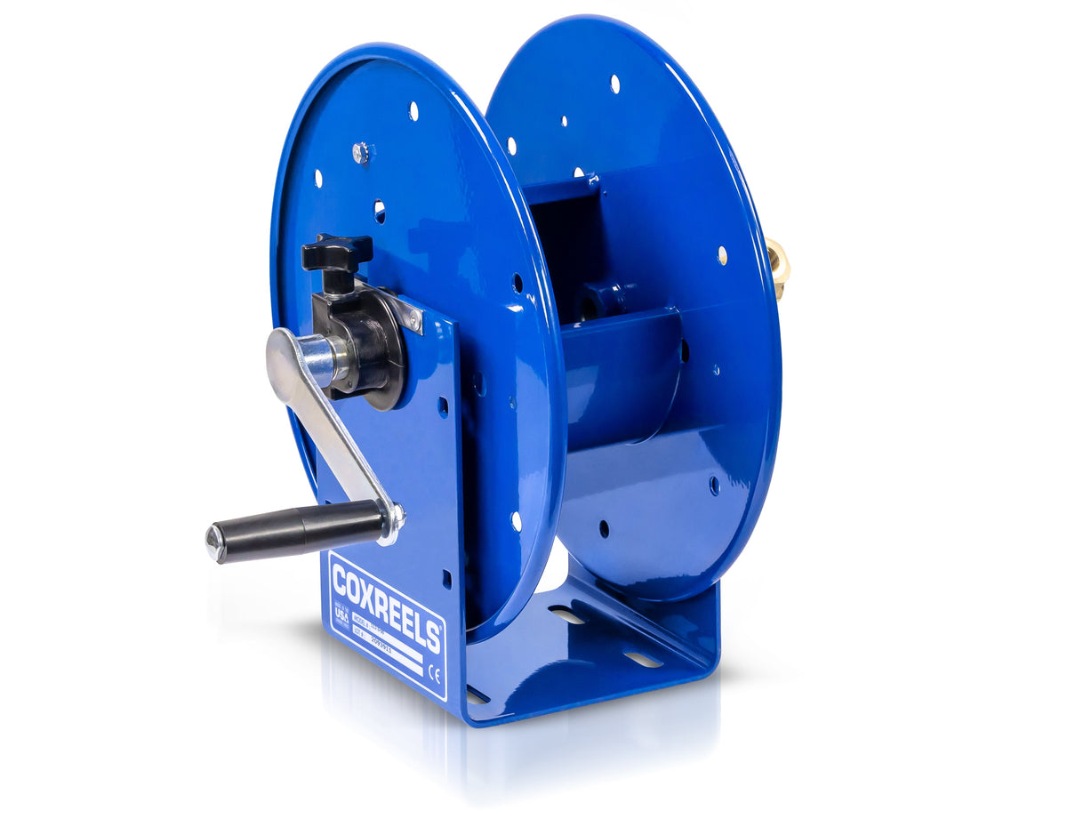 112-3-50 by Coxreels | 100 Series | 4,000 PSI Hand Crank Hose Reel | 3/8" Hose ID, 3/8" FNPT Inlet | Steel | 50ft Capacity, Hose Not Included