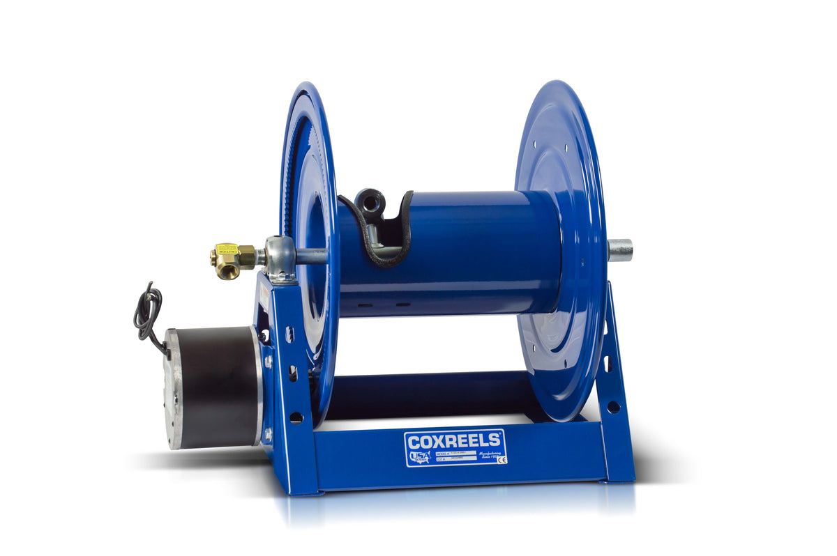 1125-5-250-EF by Coxreels | 1125 Series | 3,000 PSI Motor Driven Hose Reel | 24V DC 1/3 HP Electric Motor | 3/4" Hose ID, 3/4" FNPT Inlet | Steel | 250ft Capacity, Hose Not Included