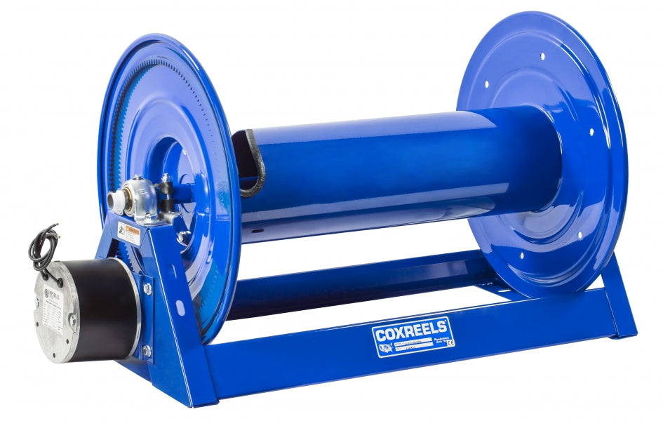 1125-4-200-E-BYXX by Coxreels | Storage Series | Motor Driven Hose Storage Reel | 12V DC 1/3 HP Electric Motor | 12" Drum Width | Steel | Hose Not Included