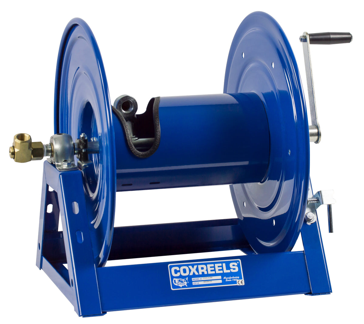 1125-5-100 by Coxreels | 1125 Series | 3,000 PSI Hand Crank Hose Reel | 3/4" Hose ID, 3/4" FNPT Inlet | Steel | 100ft Capacity, Hose Not Included