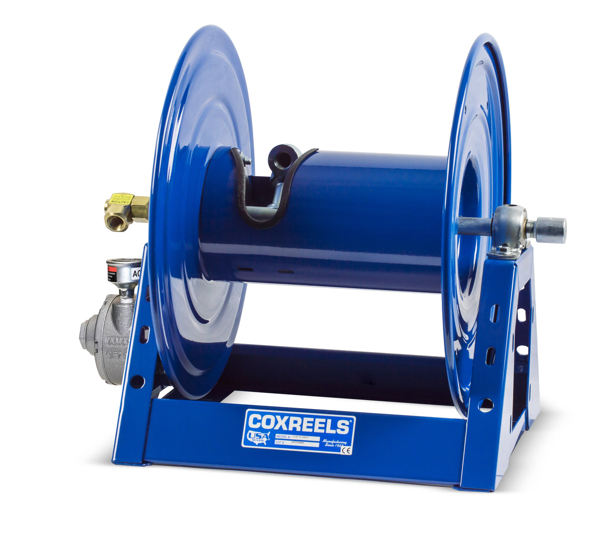 1125-4-500-A by Coxreels | 1125 Series | 3,000 PSI Motor Driven Hose Reel | #4 Gast Air Motor | 1/2" Hose ID, 1/2" FNPT Inlet | Steel | 500ft Capacity, Hose Not Included