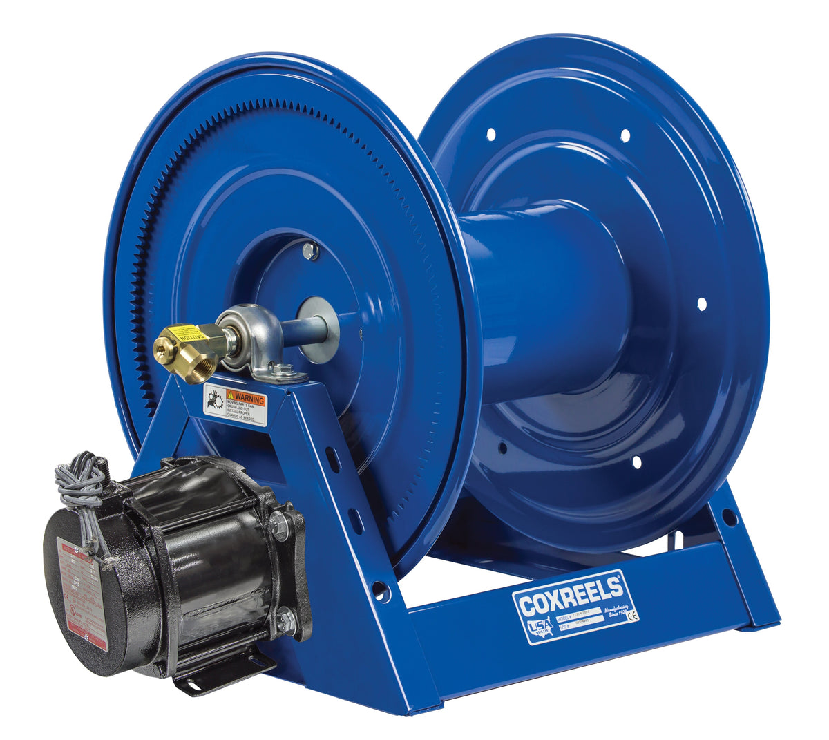 1125-4-100-EJ by Coxreels | 1125 Series | 3,000 PSI Motor Driven Hose Reel | 230V AC 1/2 HP Explosion Proof Electric Motor | 1/2" Hose ID, 1/2" FNPT Inlet | Steel | 100ft Capacity, Hose Not Included