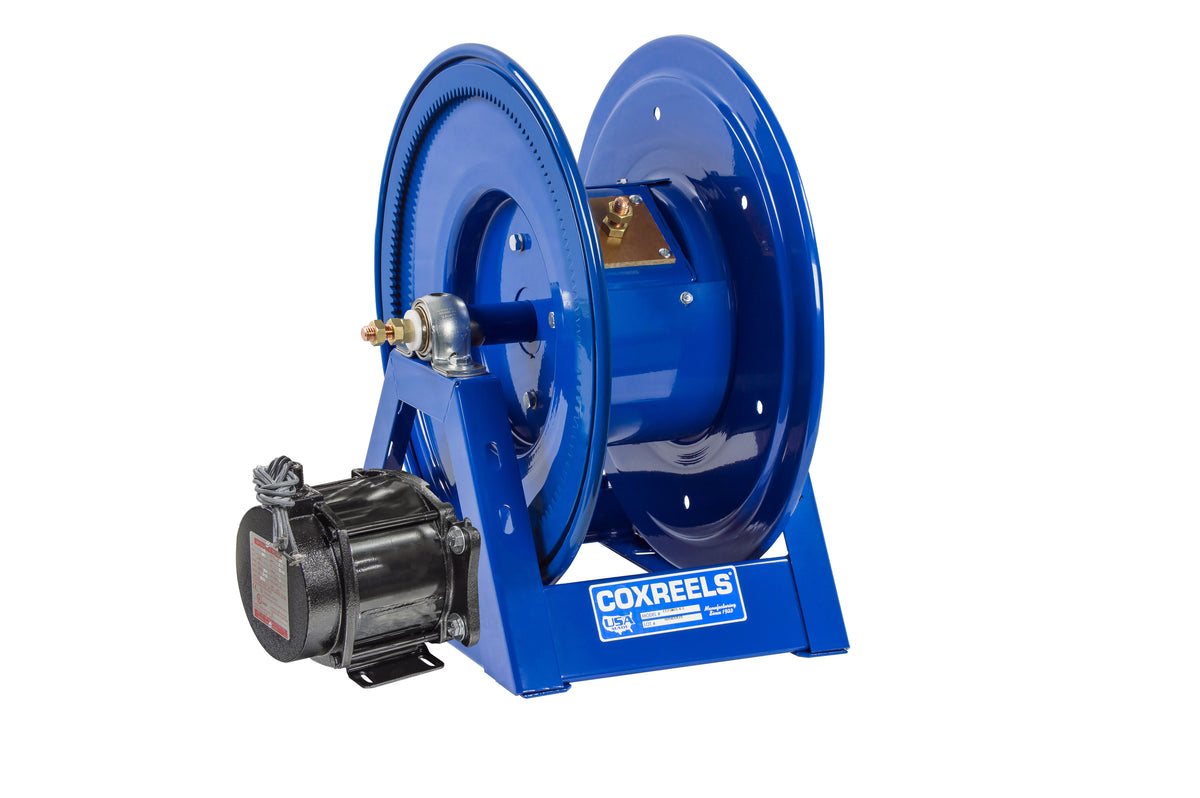 1125WCL-6-ED by Coxreels | 1125WCL Series | Motor Driven Welding Cable Reel | 12V DC 1/2 HP Explosion Proof Electric Motor | #2, #1, #1/0 or #2/0 Cable, 450A | Steel | 300/250/200/150ft Capacity, Cable Not Included