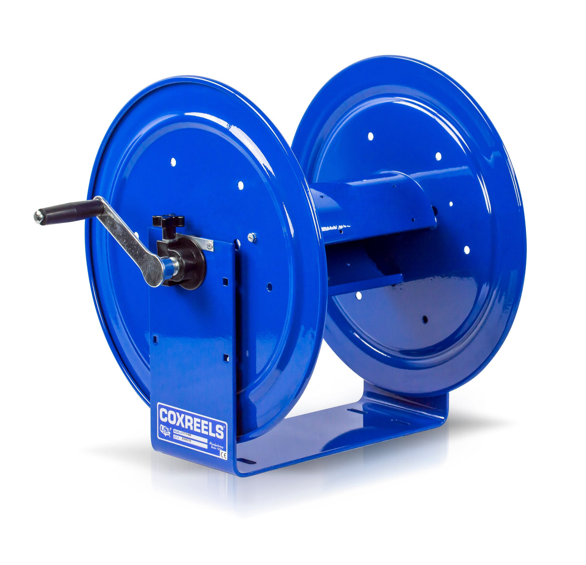 117-3-400 by Coxreels | 100 Series | 4,000 PSI Hand Crank Hose Reel | 3/8" Hose ID, 3/8" FNPT Inlet | Steel | 400ft Capacity, Hose Not Included