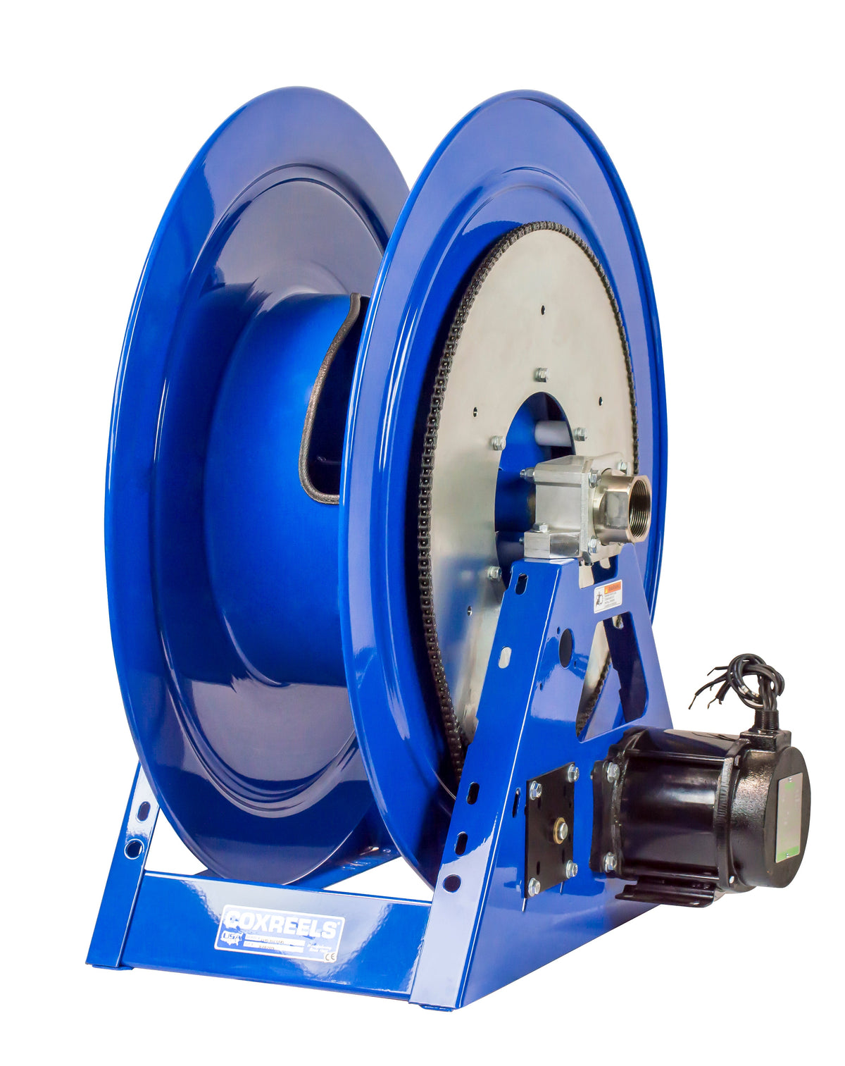 1195-1332-EAV3 by Coxreels | 1195 Series | 1,000 PSI Motor Driven Hose Reel | 115V AC 1/2 HP Explosion Proof Electric Motor | 2" Hose ID, 2" FNPT Inlet | Steel | 75ft Capacity, Hose Not Included