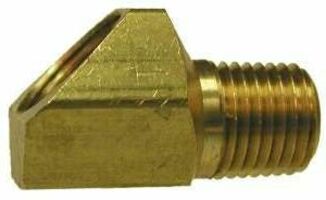 12115 by Midland | Inverted Flare Fitting | 3/8" Female Inverted Flare x 1/8" Male NPTF | 45° Elbow | Brass