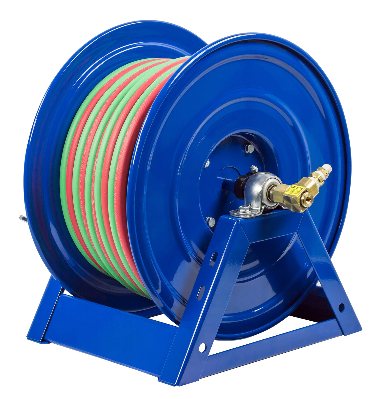 1275WT-3-150-C by Coxreels | 1275W Series | 200 PSI Dual Hose Hand Crank Hose Reel for Oxy-Fuel Welding (T-Grade) | 3/8" Hose ID, 3/8" FNPT Inlet x 3/8" MNPT Hose End | Steel | 150ft Neoprene Hose Included