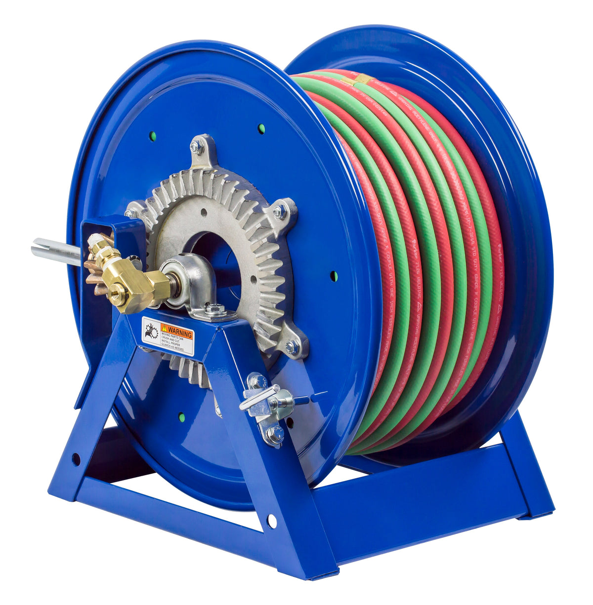 1275WT-3-250-C by Coxreels | 1275W Series | 200 PSI Dual Hose Hand Crank Hose Reel for Oxy-Fuel Welding (T-Grade) | 3/8" Hose ID, 3/8" FNPT Inlet x 3/8" MNPT Hose End | Steel | 250ft Neoprene Hose Included