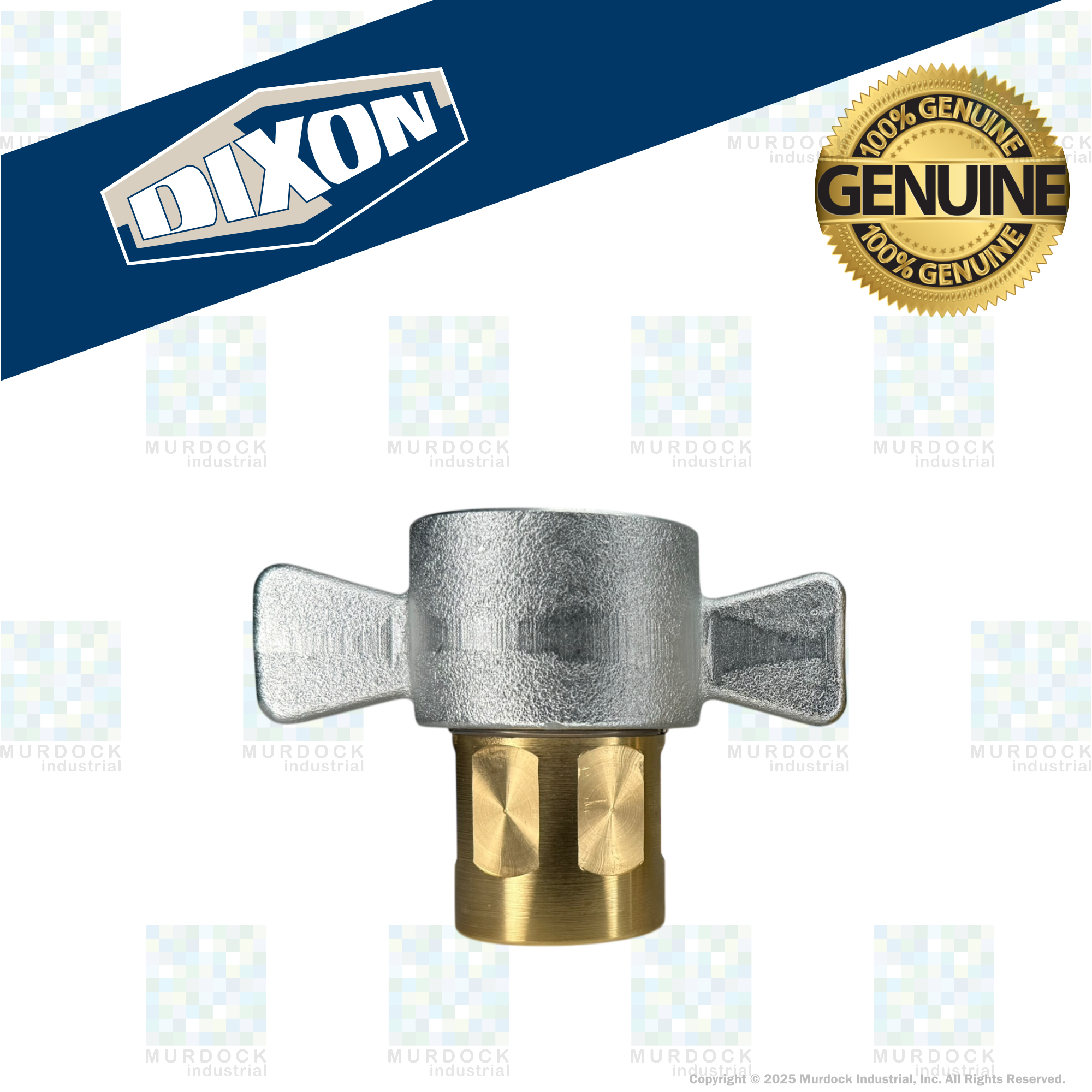 12WF12-B by Dixon Valve | Hydraulic Quick Disconnect Coupling | W-Series | 1-1/2" Female NPTF x 1-1/2" Wingstyle Interchange | Socket | Nitrile Seal | Brass