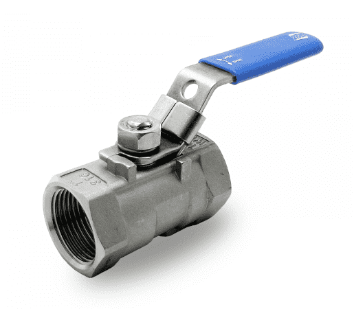 131H41 by RuB Inc. | Reduced Port Ball Valve | 1-1/2" Female NPT x 1-1/2" Female NPT | with Locking Blue Handle | Stainless Steel | Pack of 6