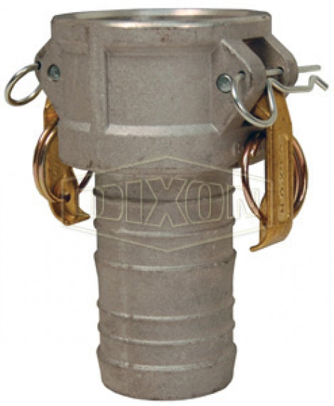 G125-C-AL by Dixon Valve | Global Cam & Groove Coupler | Type C | 1-1/4" Coupler x 1-1/4" Hose Shank | A380 Permanent Mold Aluminum (Brass Handles)