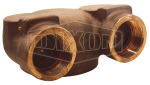 90CDMHCB60230 Dixon Brass Concealed Two Way Wall Hydrant Body - Bottom Outlet - 6" Female NPT Outlet x Two 3" Female NPT Inlets