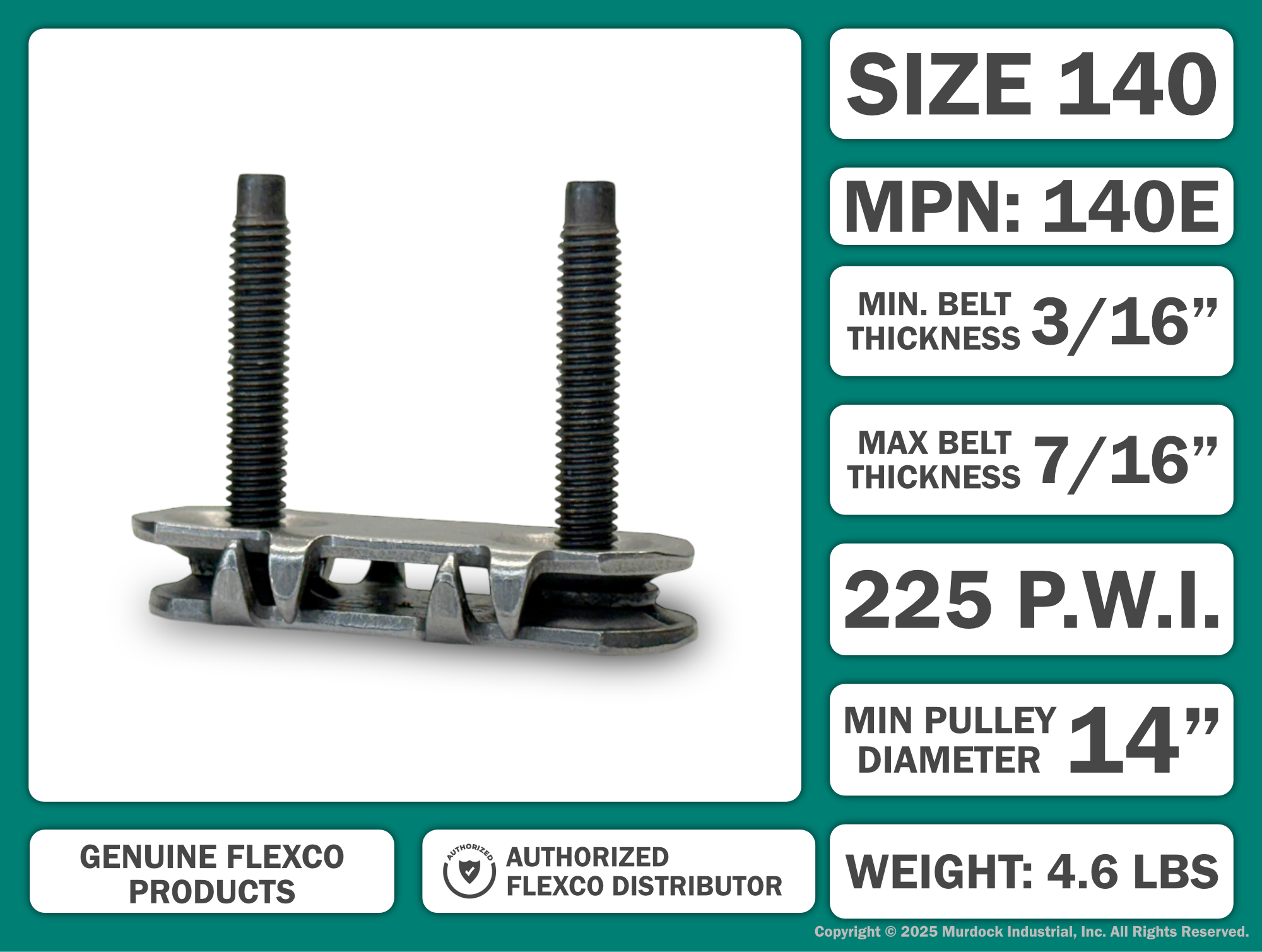 140E by Flexco | #20000 | Bolt Fasteners | Steel | Box of 25