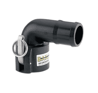 200C90 by Banjo | Cam Lever Coupling | Part C | 2" Female Coupler x 2" Hose Shank | 90° Elbow | 225 PSI | Gasket: EPDM | Polypropylene | Pack of 10