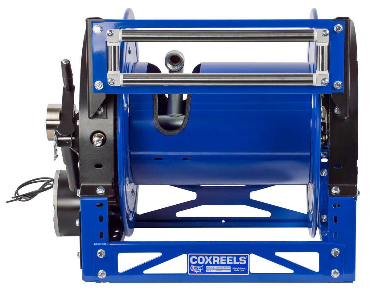 1660-1124-E by Coxreels | 1600 Series | 3,000 PSI Motor Driven Hose Reel | 12V DC 1/3 HP Electric Motor | 1" Hose ID | Steel | 100ft Capacity, Hose Not Included