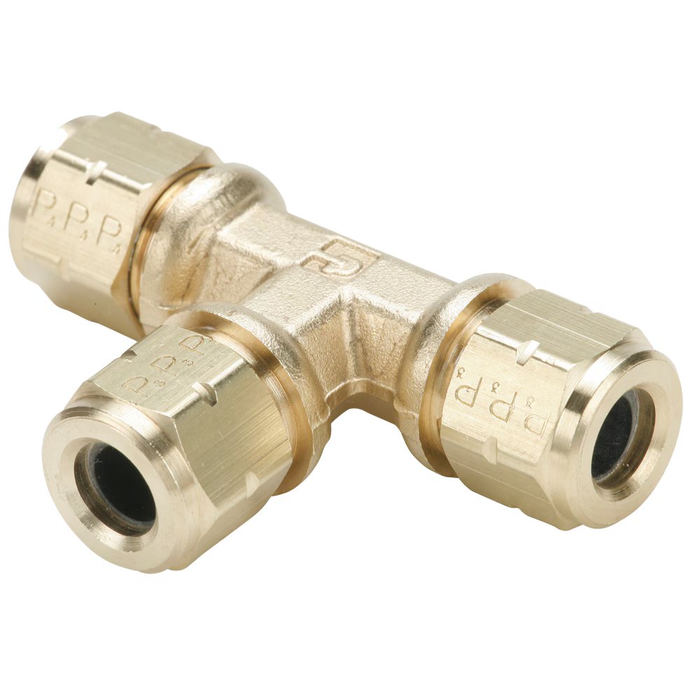 164VL-4 by Parker | Vibra-Lok Fittings | Union | 1/4" Tube Size | 1/2" Body Hex | 2.12" Length | Tee | Brass | Pack of 5