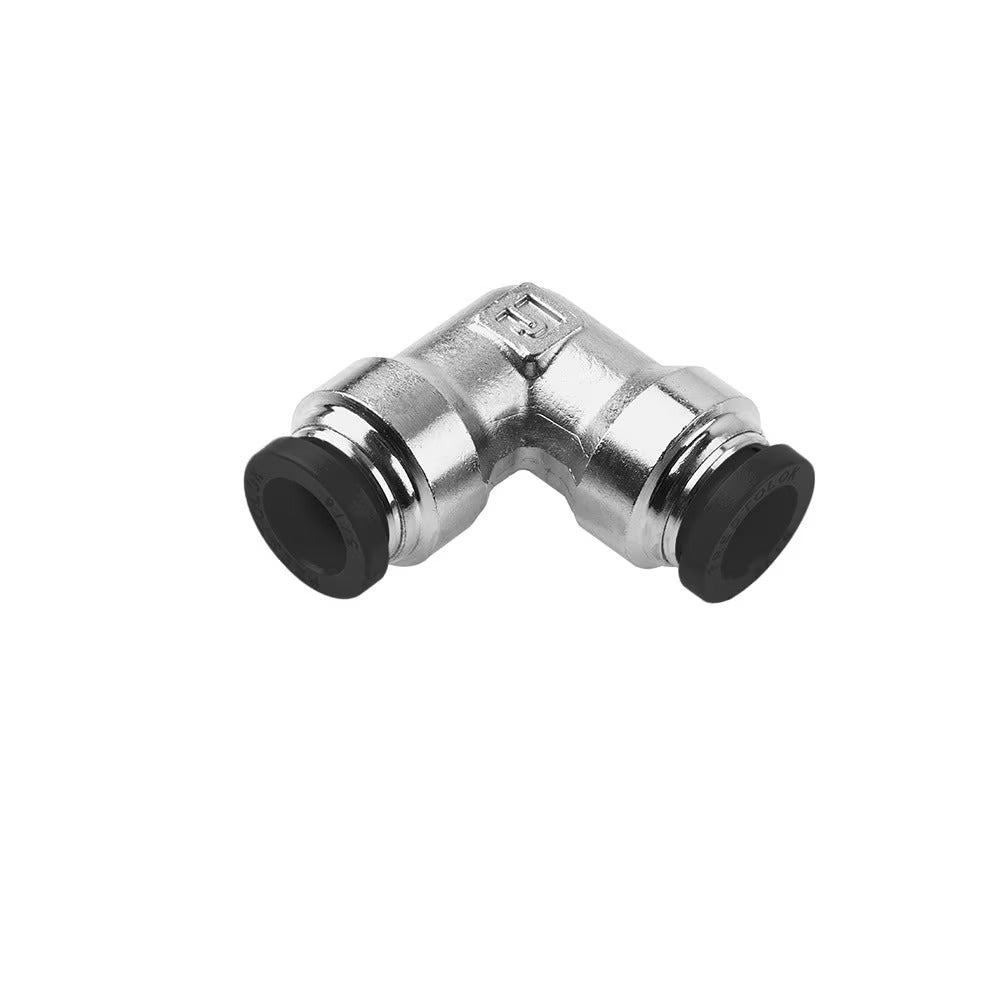 165PLP-5/32 by Parker | Prestolok PLP Push-to-Connect Fittings | Tube to Tube Fitting | 5/32" Union Tube Size | .77" Length | .125" Flow Dia. | 90° Elbow | Nickel-Plated Brass | Pack of 10