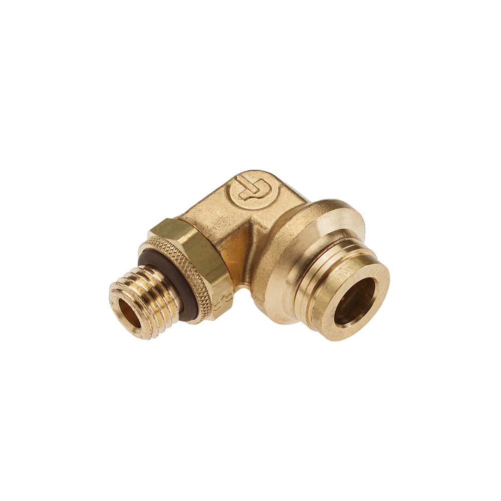 169PTCNS-8-M16 by Parker | Threaded Fitting | 1/2" Rigid Push-to-Connect x M16X1.5 Male M16 Thread | 24 mm Hex | 90° Elbow | Brass | Pack of 5