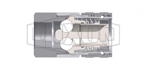 12HTF12 by Dixon Valve | Hydraulic Quick Disconnect Coupling | HT-Series | 1-1/2" Female NPTF x 1-1/2" ISO16028 Flushface Interchange | Socket | Nitrile Seal | Steel